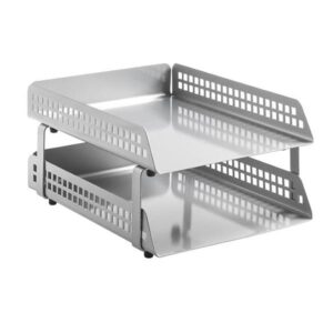 Square Punch Steel Letter Tray 2 Tier